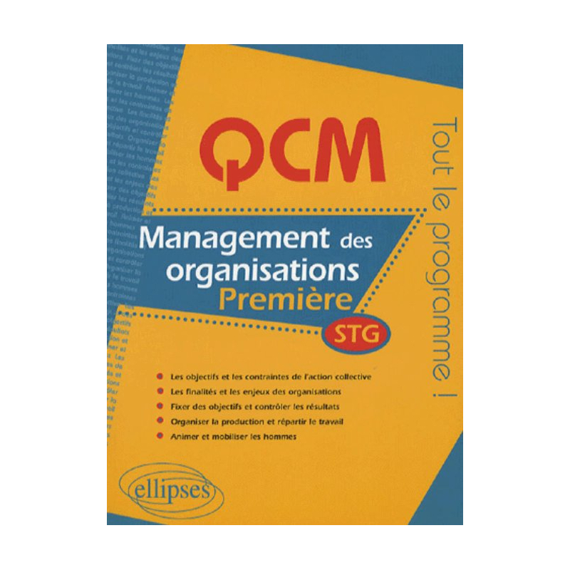 QCM management des organisations - Première STG