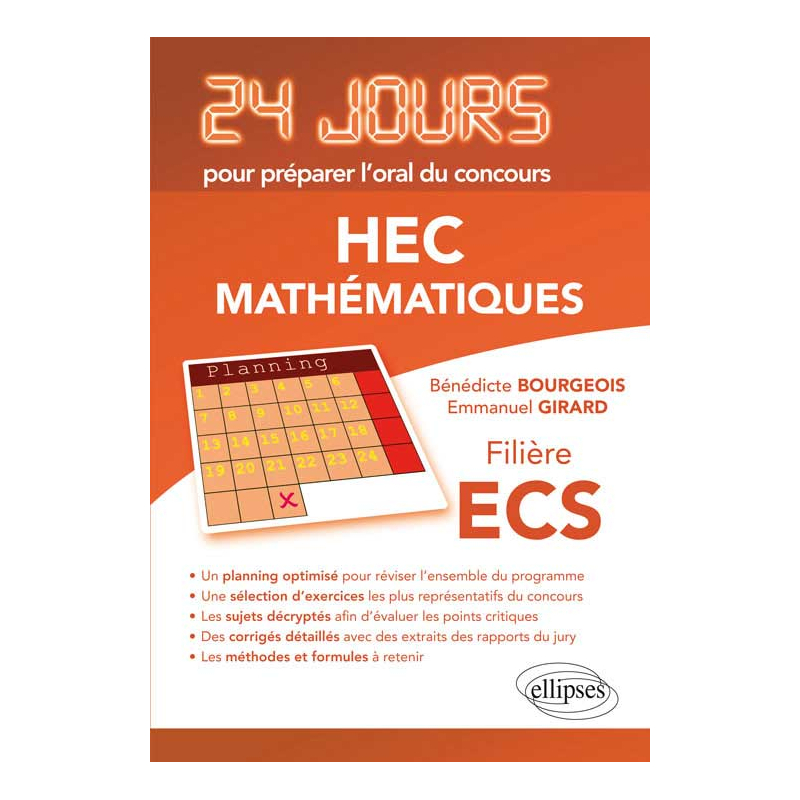 Mathématiques 24 jours pour préparer l’oral du concours HEC - Filière ECS