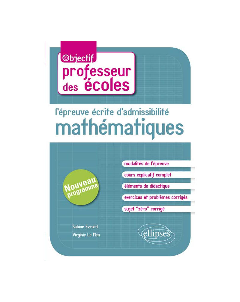 L'épreuve écrite d'admissibilité -  Mathématiques. CRPE nouveau programme