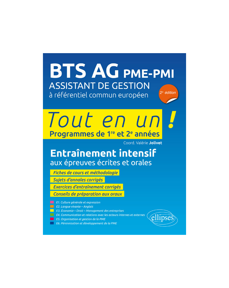 BTS AG PME-PMI Assistant de gestion à référentiel européen - 2e édition