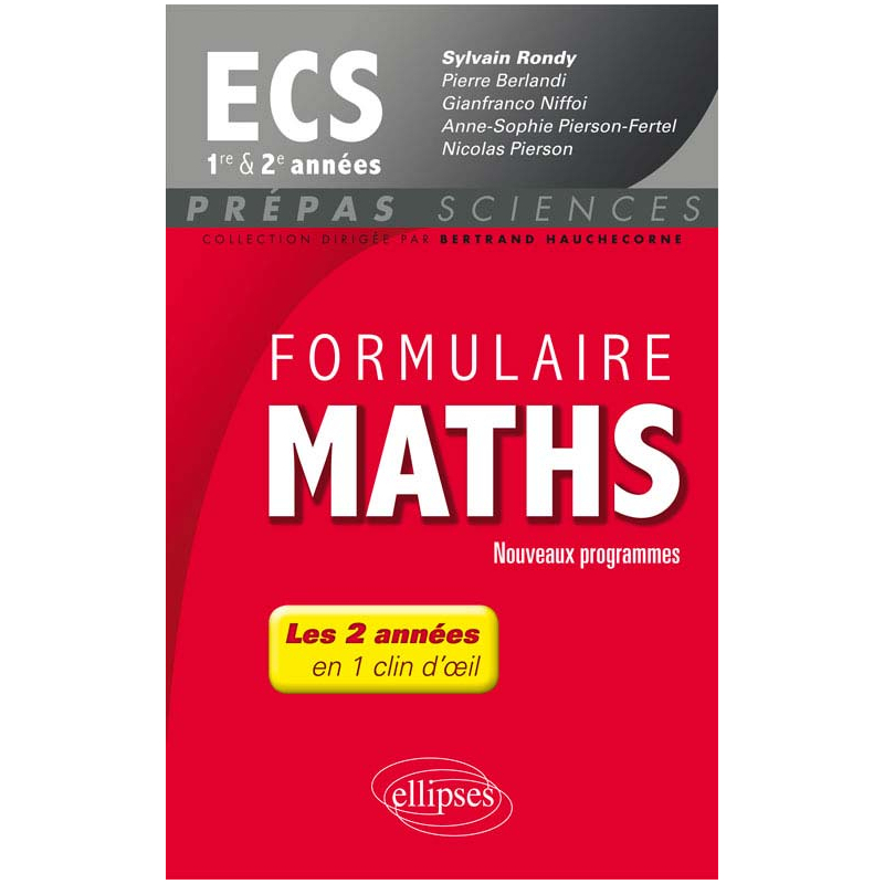 Formulaire Maths ECS 1re et 2e années - nouveaux programmes 2013-2014