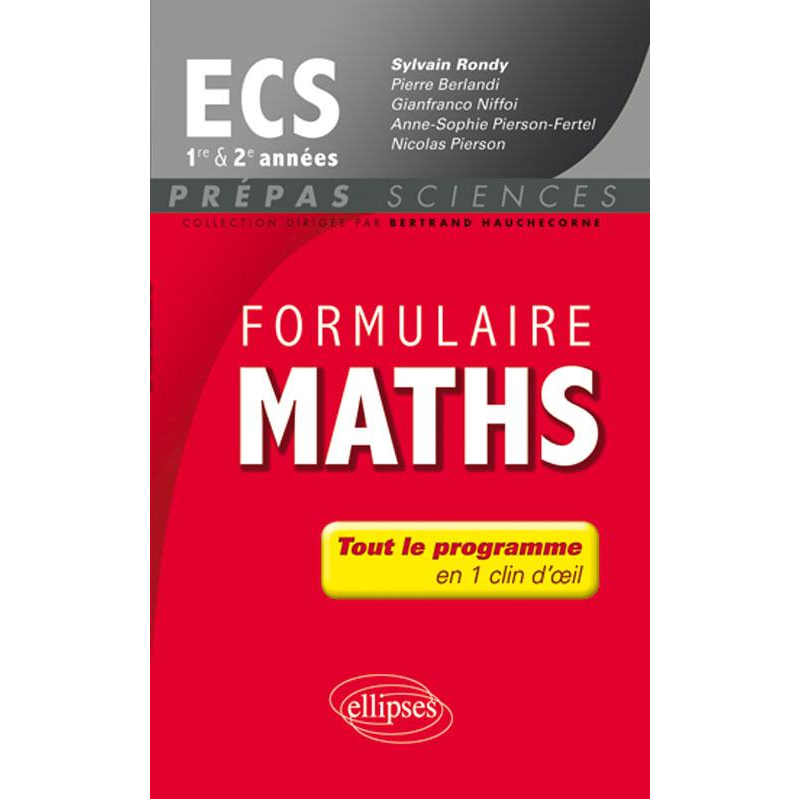 Formulaire Maths ECS 1re et 2e année