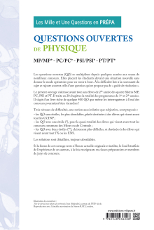 Questions ouvertes de Physique - MP/MP* - PC/PC* - PSI/PSI* - PT/PT*