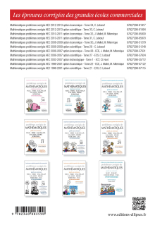 Problèmes corrigés de Mathématiques posés aux concours HEC, ESCP-Europe, ECRICOME, ESC - option technologique