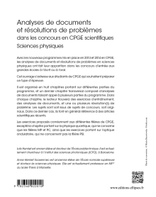 Analyses de documents et résolutions de problèmes dans les concours en CPGE scientifiques. Sciences physiques