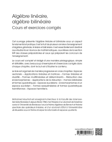 Algèbre linéaire, algèbre bilinéaire - Cours et exercices corrigés