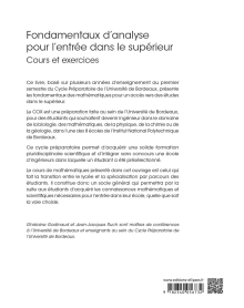 Fondamentaux d’analyse pour l’entrée dans le supérieur - Cours et exercices
