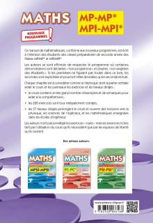 Maths, cours, exercices et travaux dirigés corrigés - MP/MP* MPI/MPI*- Programme 2022