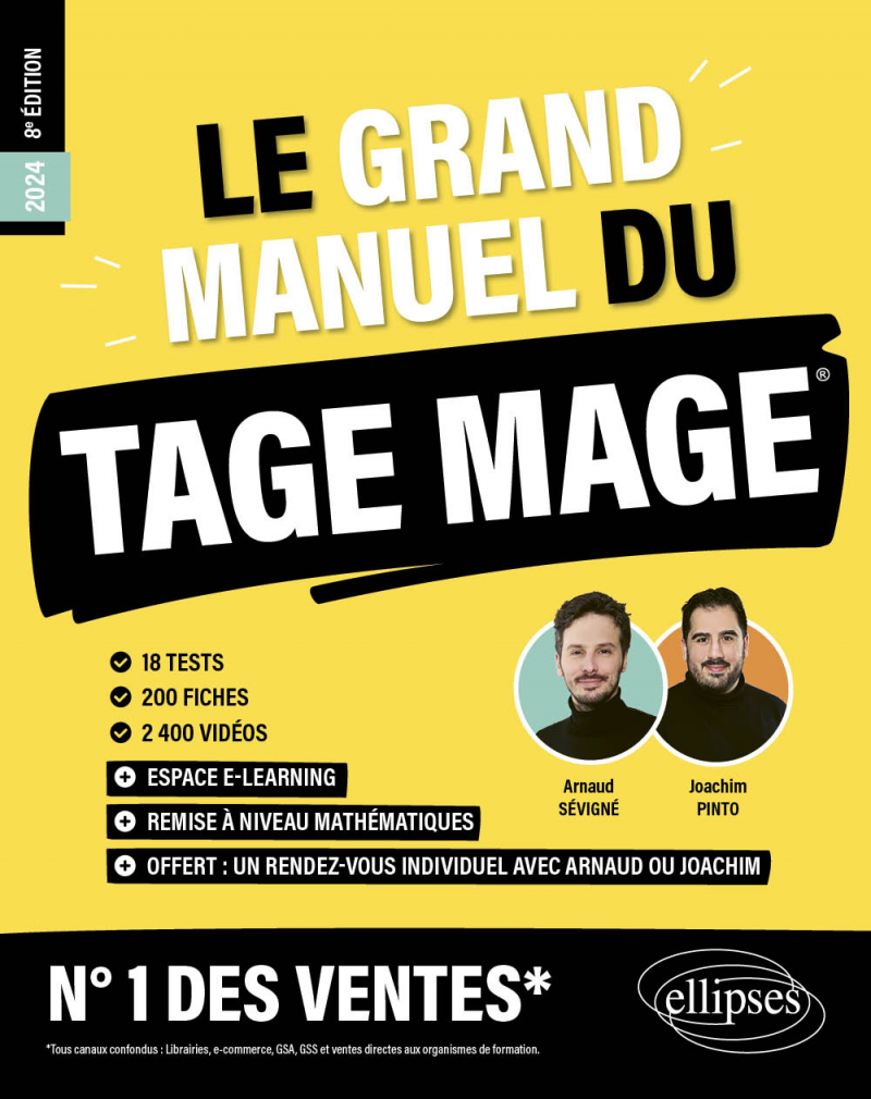Le Grand Manuel du TAGE MAGE – N°1 DES VENTES - 18 tests blancs + 200 fiches de cours + 2000 vidéos - 8e édition - édition 2024