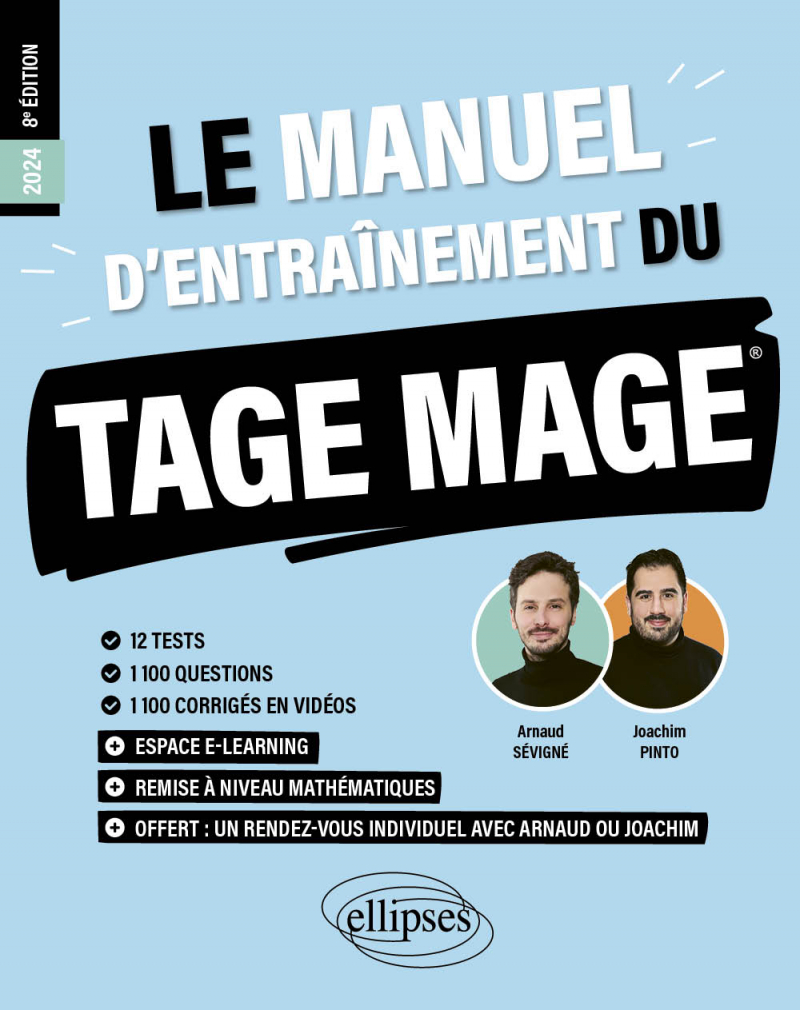 Le Manuel d’Entraînement du TAGE MAGE - 12 tests blancs + 1100 questions + 1100 vidéos - 8e édition - édition 2024