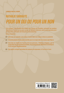 Français. Première. L'œuvre et son parcours. Nathalie Sarraute, Pour un oui ou pour un non - Parcours : théâtre et dispute