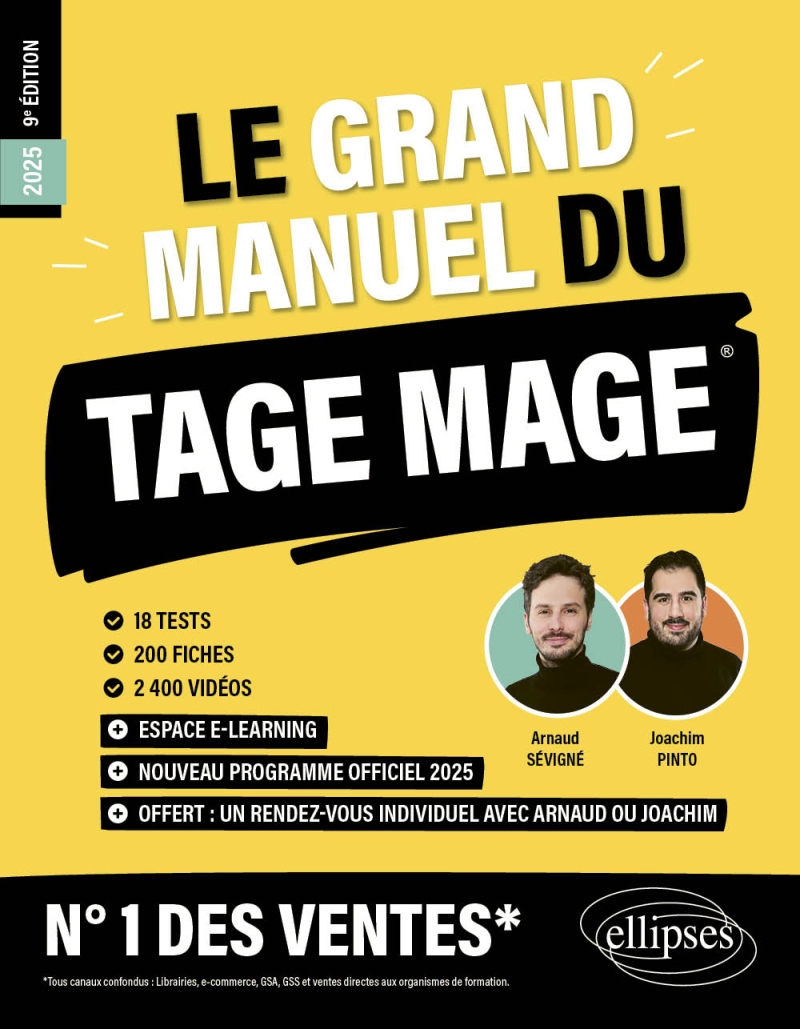 Le Grand Manuel du TAGE MAGE – N°1 DES VENTES - 18 tests blancs + 200 fiches de cours + 2000 vidéos - 9e édition - édition 2025