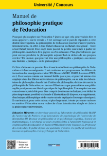 Manuel de philosophie pratique de l'éducation - Université. Concours.