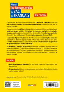 Réussir les épreuves orales du bac de Français en fiches - Français. Première.