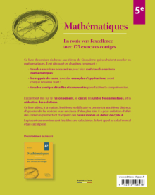Mathématiques Cinquième - En route vers l'excellence avec 175 exercices corrigés