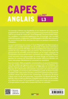 CAPES Anglais 2026 - Bac + 3 - "The Great Gatsby" de Francis Scott Fitzgerald (1925) et la société des années 1920 aux États-Unis, de la mise en œuvre du National Prohibition Act au krach boursier de 1929