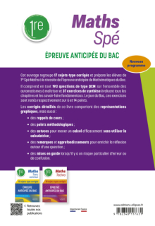 Maths Spé 1re - 15 sujets-type corrigés de l’épreuve anticipée du Bac - 2e édition