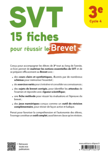 SVT 15 fiches pour réussir le Brevet - 3e - Cycle 4